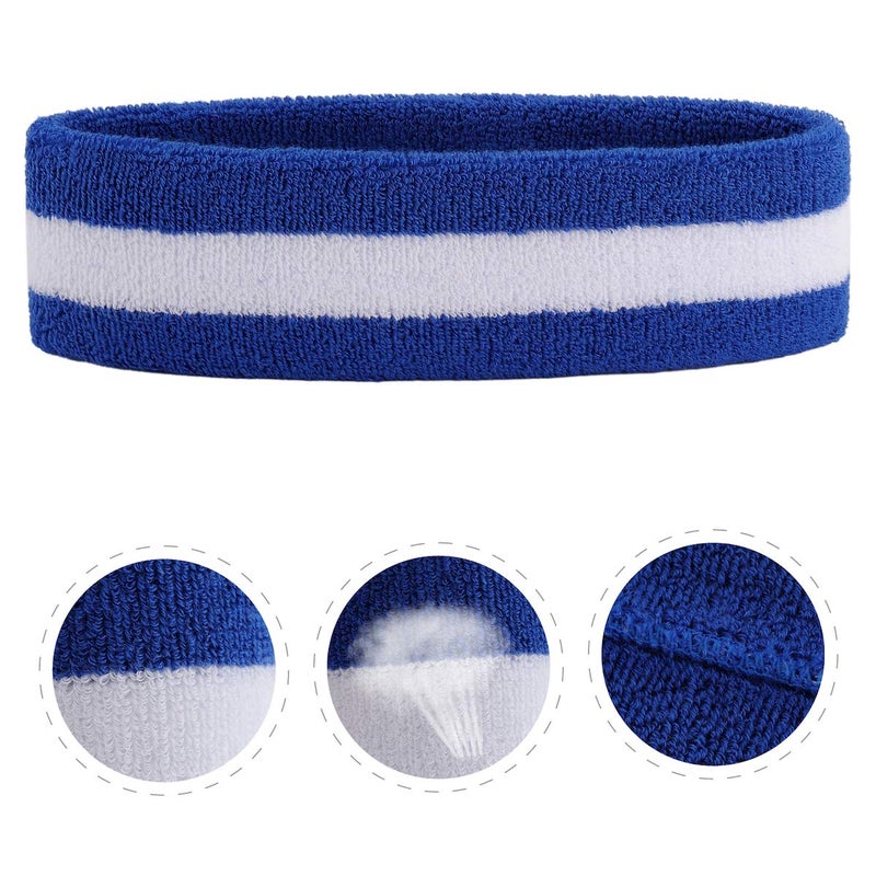 ONUPGO Sweatband Headbands for Men & Women -12PCS Sports Headbands Moisture Wicking Athletic Cotton Terry Cloth Head Band 7.88" x 2.16" - Image 4
